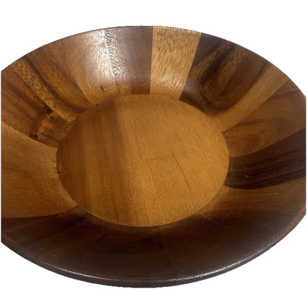 Nambe Skye Salad Bowl Wood Individual Acacia Wood 9"D x 2"H NEW